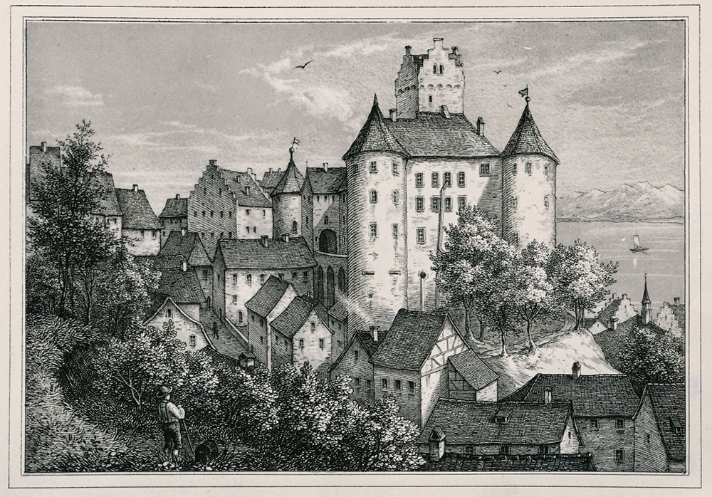 Westansicht der Meersburg aus dem Jahr 1856